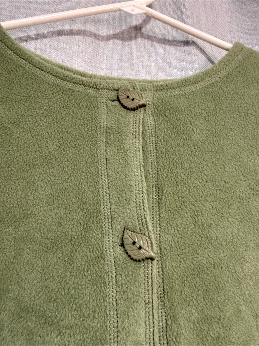 Vintage 90s Croft & Barrow Autumn Fleece Cardigan Sweater Sage Green Embroidered - Picture 5 of 14